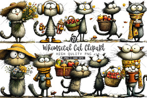 Whimsical Cat Clipart Bundle, a Seasonal Illustration by OK Design