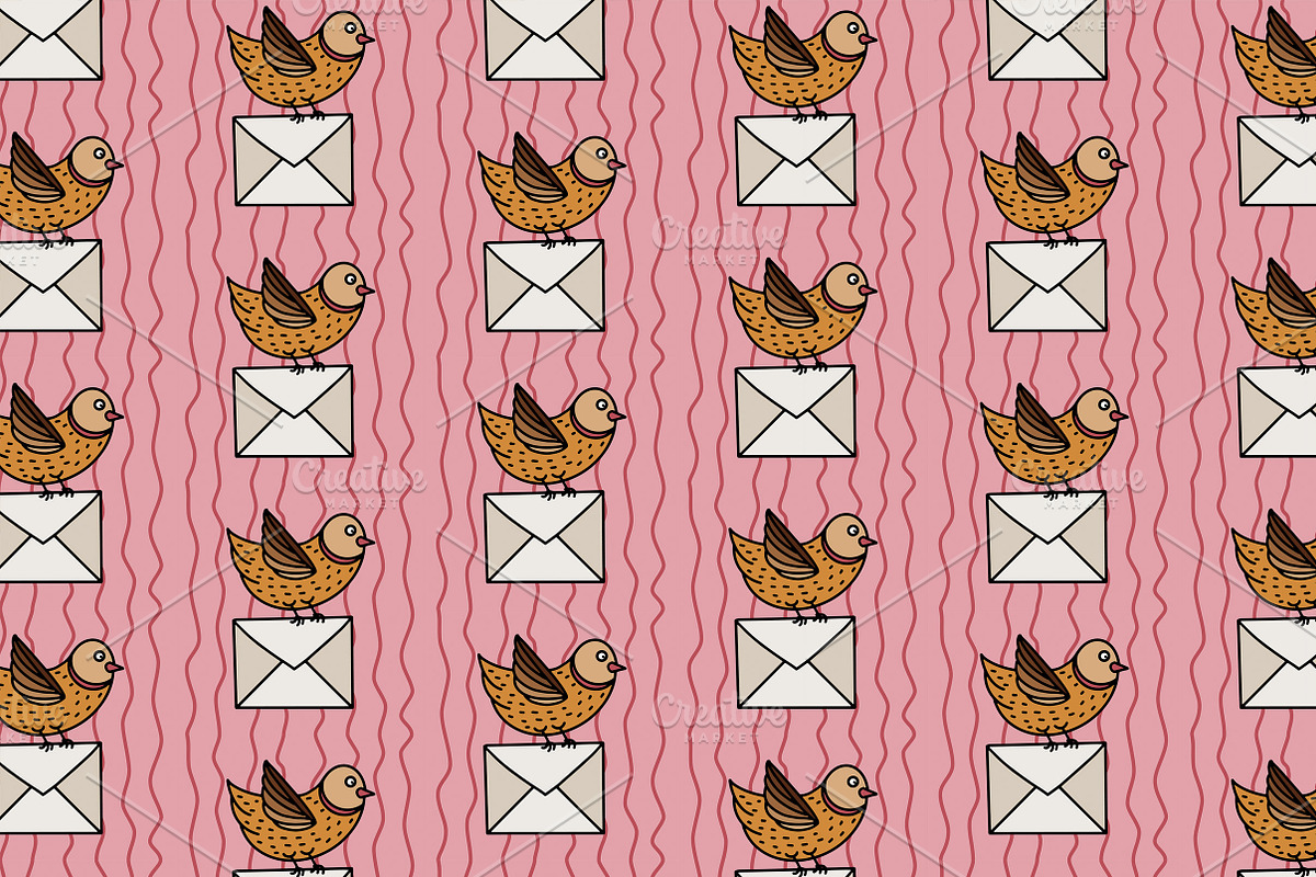 Patterns with cartoon birdies, a Pattern Graphic by Lyolya Profitrolya (Photo 2 of 7)