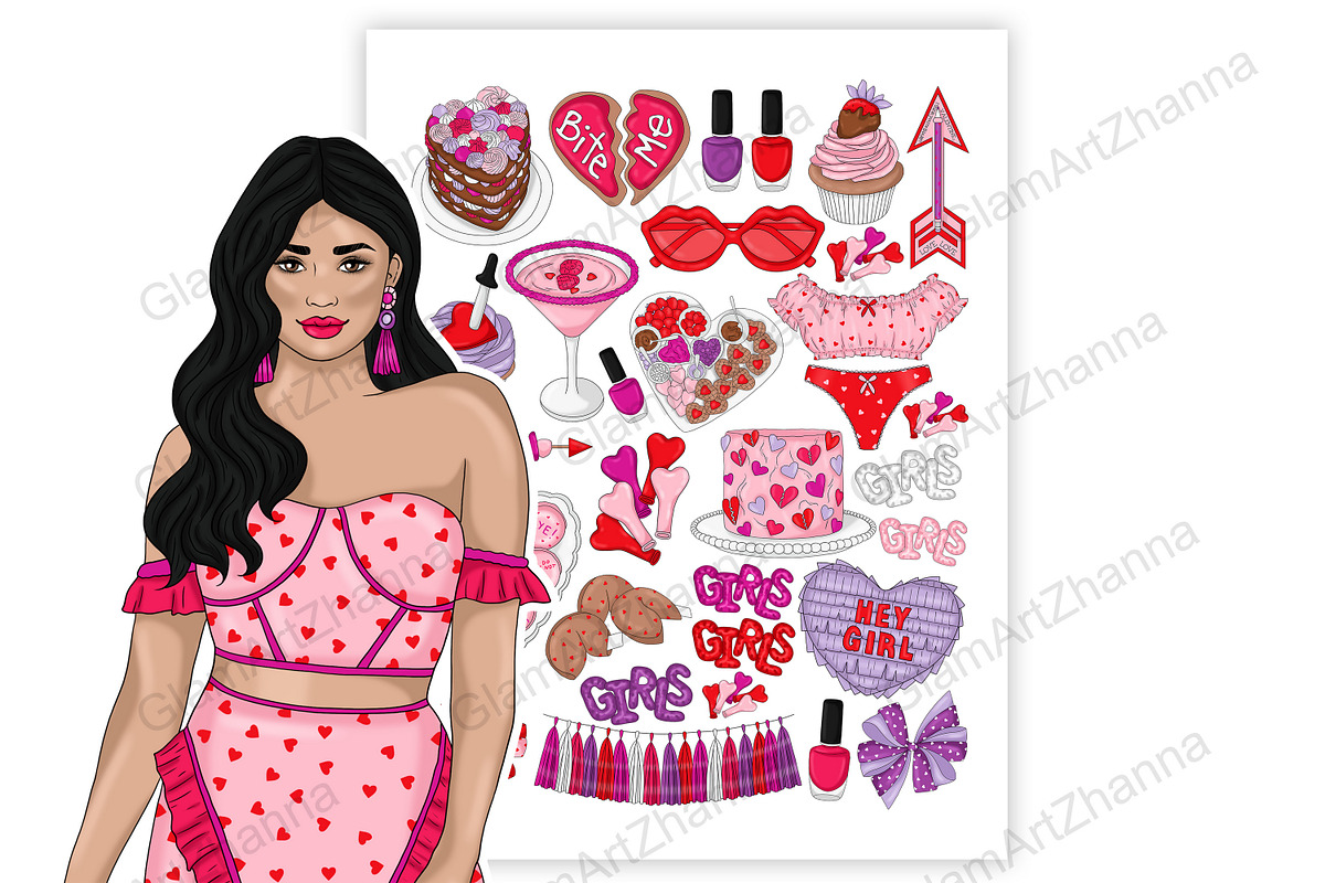 Galentines Stickers 2x1,5, a Stationery Template by GlamArtZhanna (Photo 6 of 6)
