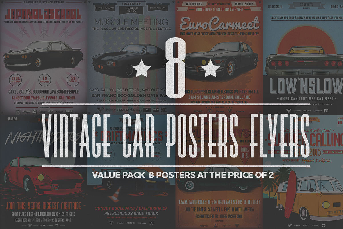 Retro Car Flyer/Poster Bundle, a Flyer Template by Grafixity (Photo 1 of 5)