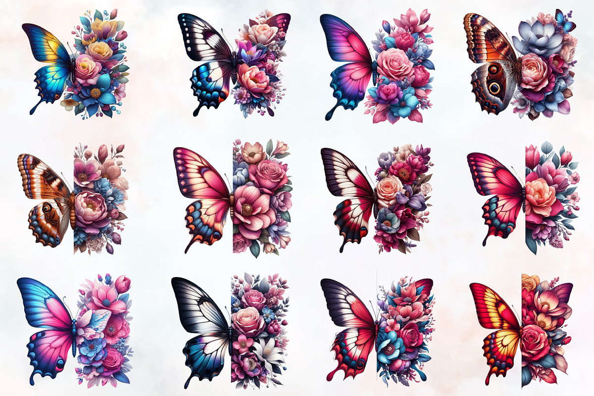 Butterfly Flowers Sublimation Clipar, an Illustration by RobertsArt (Photo 7 of 7)
