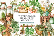 Watercolor Meal Prep Grocery, an Object Illustration by BusyDaydesign (Thumbnail 1 of 9)