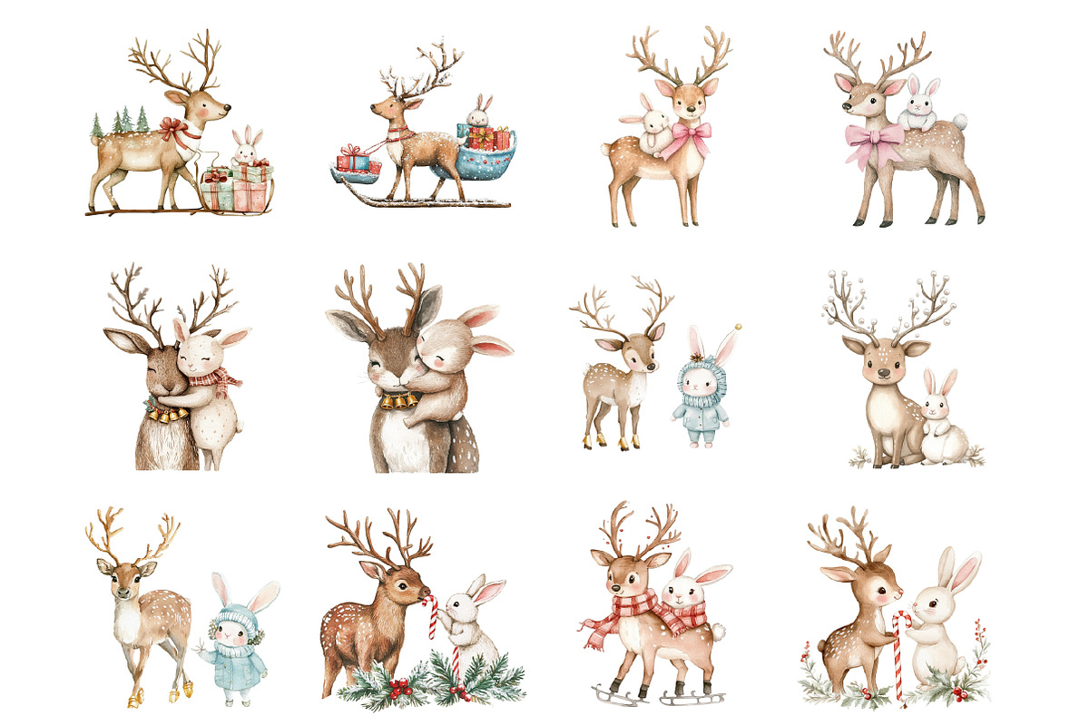 Reindeer & Bunny Winter, an Illustration by Design Market (Photo 2 of 3)