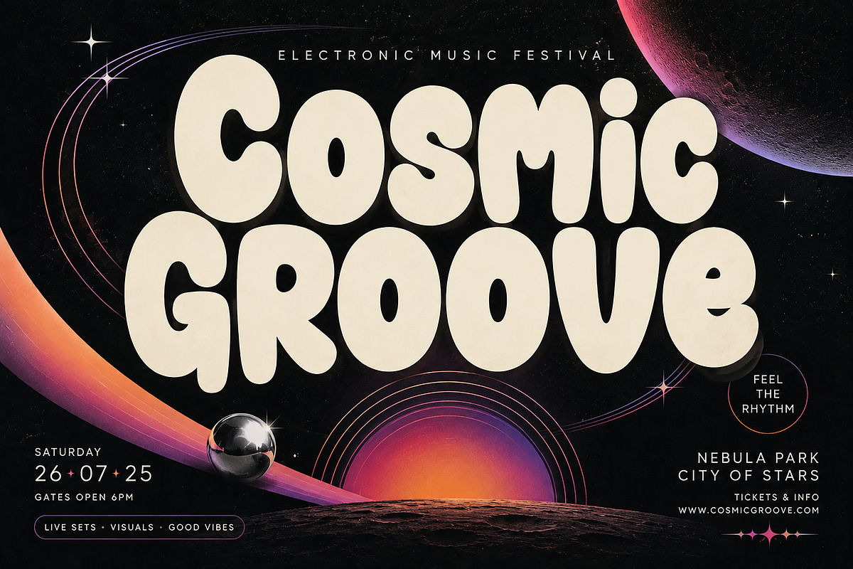 Space Pop – Bold Retro Display Font, a Slab Serif Font by Wow Magic (Photo 3 of 4)