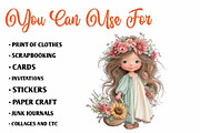 Boho Flower Girl Clipart Bundle, a Seasonal Illustration by CreationArt (Thumbnail 5 of 7)