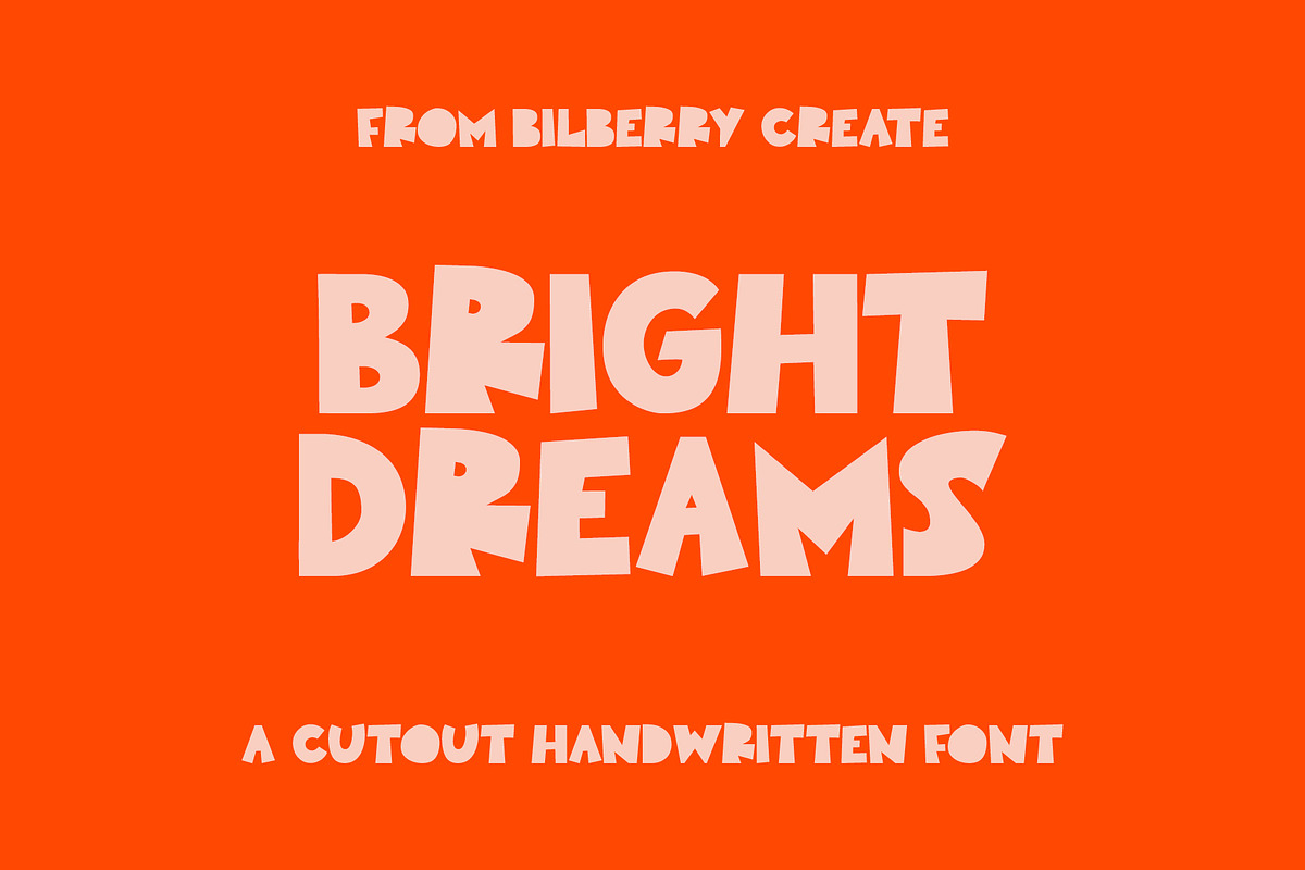 Bright Dreams cutout font, a Sans Serif Font by BilberryCreates (Photo 1 of 13)