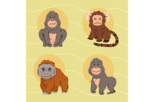monkeys comic characters, an Animal Illustration by studiogstock