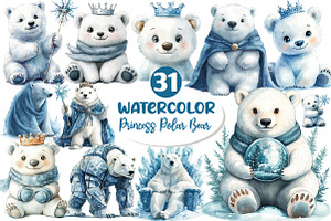Christmas Polar Bear Clipart, an Illustration by Dream Creation