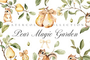 Watercolor Pear Magic Garden Set, an Animal Illustration by Pati Paints (Thumbnail 1 of 9)