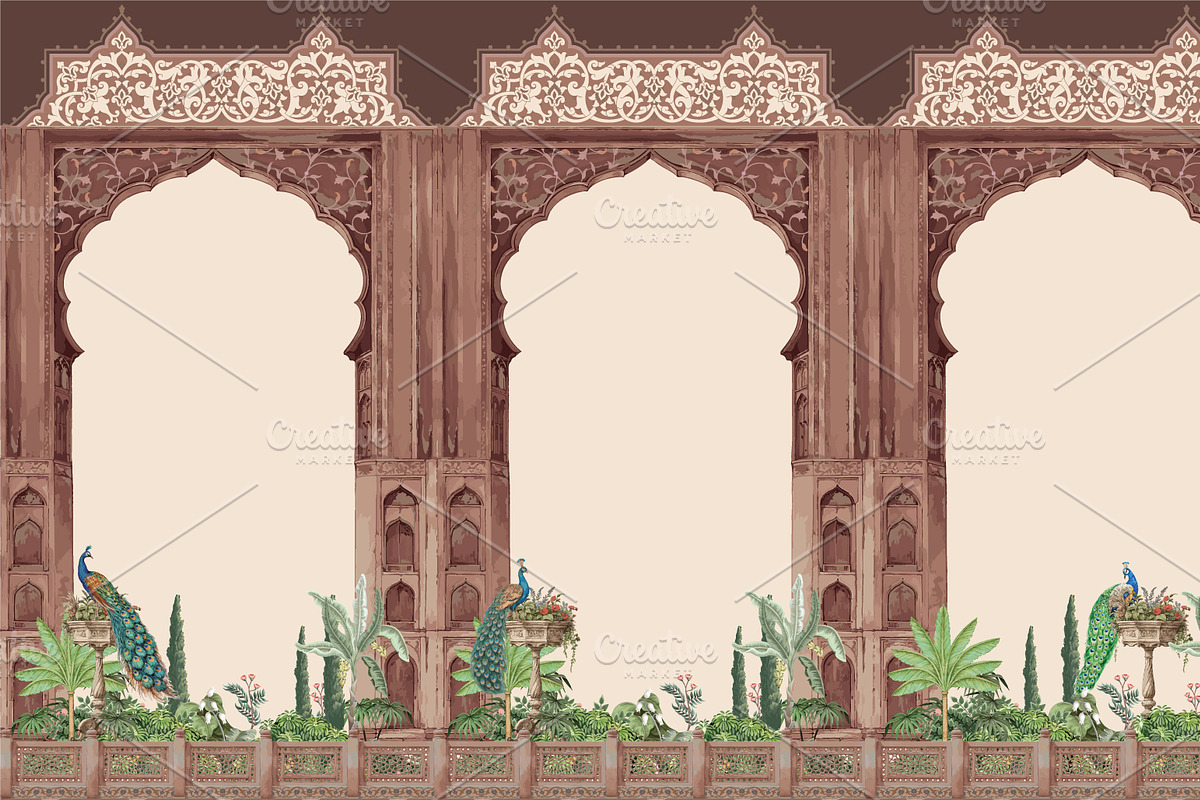 Moroccan Chinoiserie Palm Pattern, a Decorative Illustration by Mughal Wallpaper (Photo 1 of 5)
