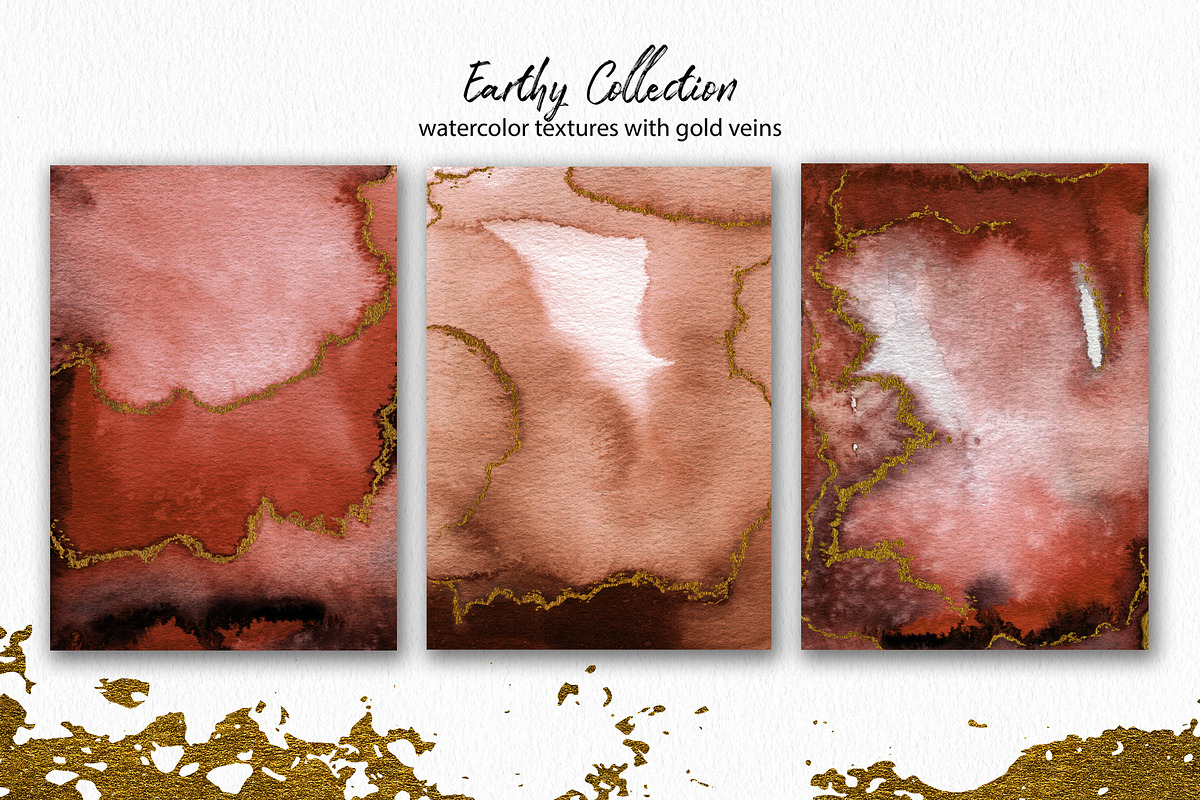 Earthy Watercolor with Gold Veins, a Texture Graphic by Marmoris.Arts (Photo 12 of 13)