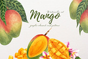 Mango watercolor clipart, a Food Illustration by a_ptichkina (Thumbnail 1 of 4)