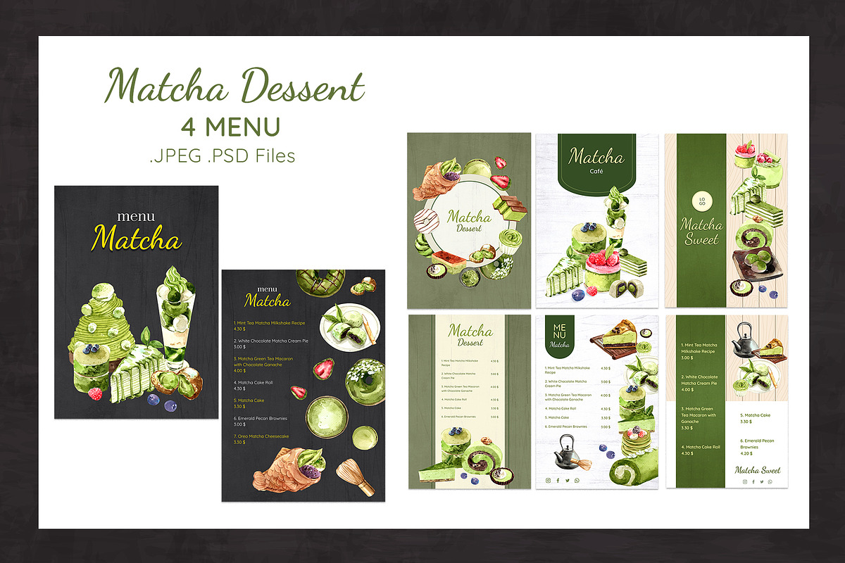 Matcha Dessert,Japanese watercolor, a Food Illustration by CreativeValuation (Photo 4 of 13)