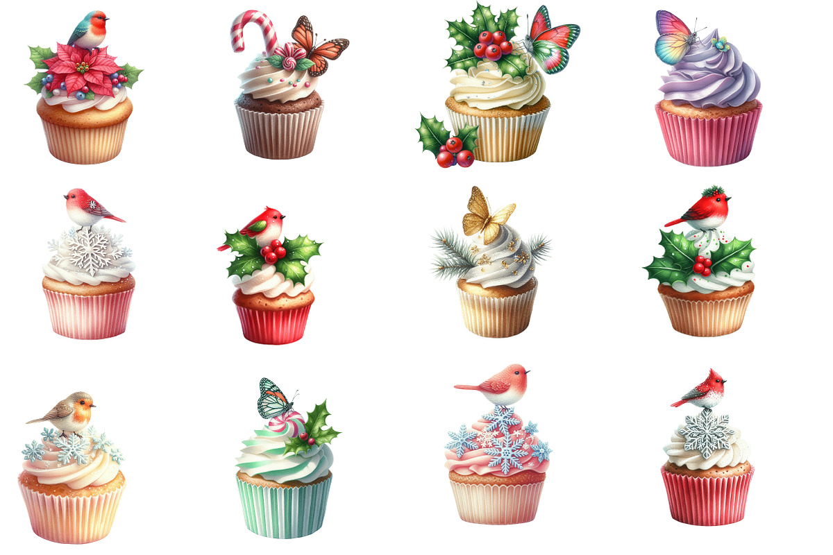 Christmas Cupcakes Clipart, an Illustration by Designworld (Photo 2 of 4)