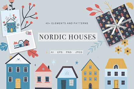 Scandi houses vector collection