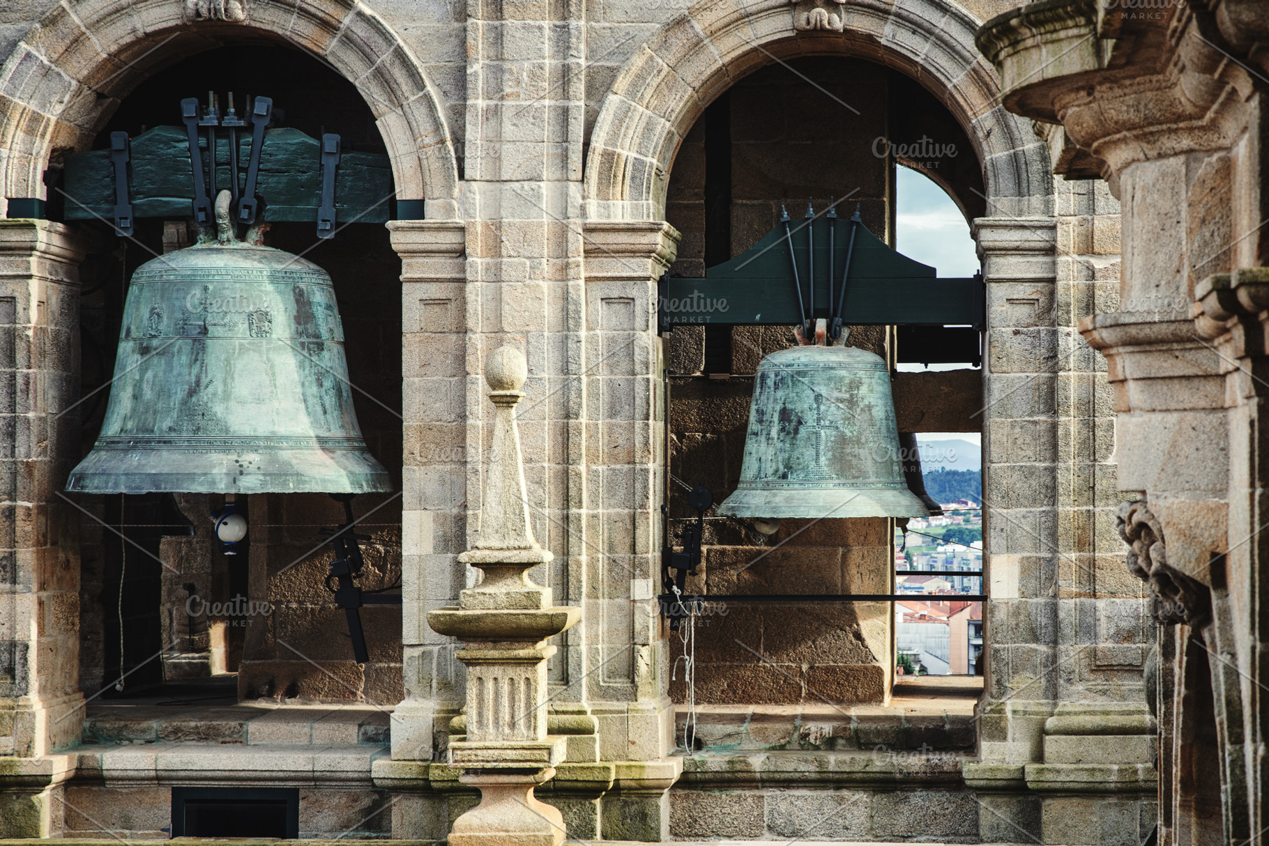 Historic Bells in a Stone Bell Tower, an Architecture Photo by Perpis