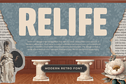 Relife – Modern Retro Font, a Sans Serif Font by overlaytemplates (Thumbnail 1 of 5)