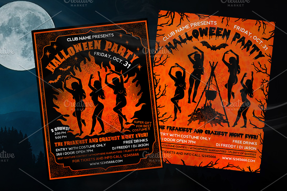Halloween Party Flyer template, a Person Illustration by Moloko88 (Photo 1 of 3)