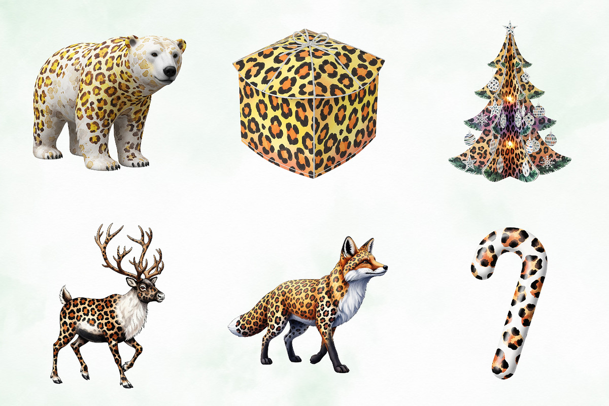 Leopard Print Christmas Clipart PNG, an Illustration by Creative Art (Photo 9 of 9)