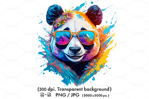 Colorful Panda Wearing Sunglasses.