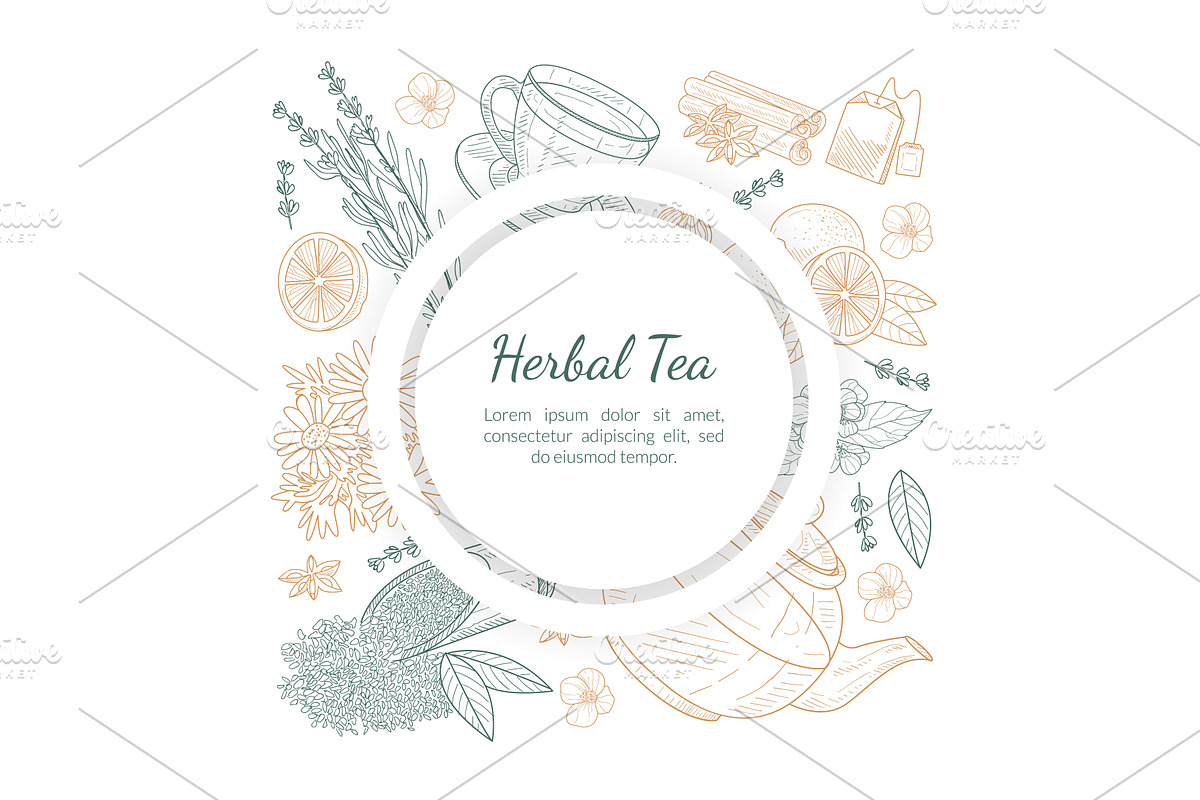 Herbal Tea Banner Template with, a Food Illustration by TopVectors