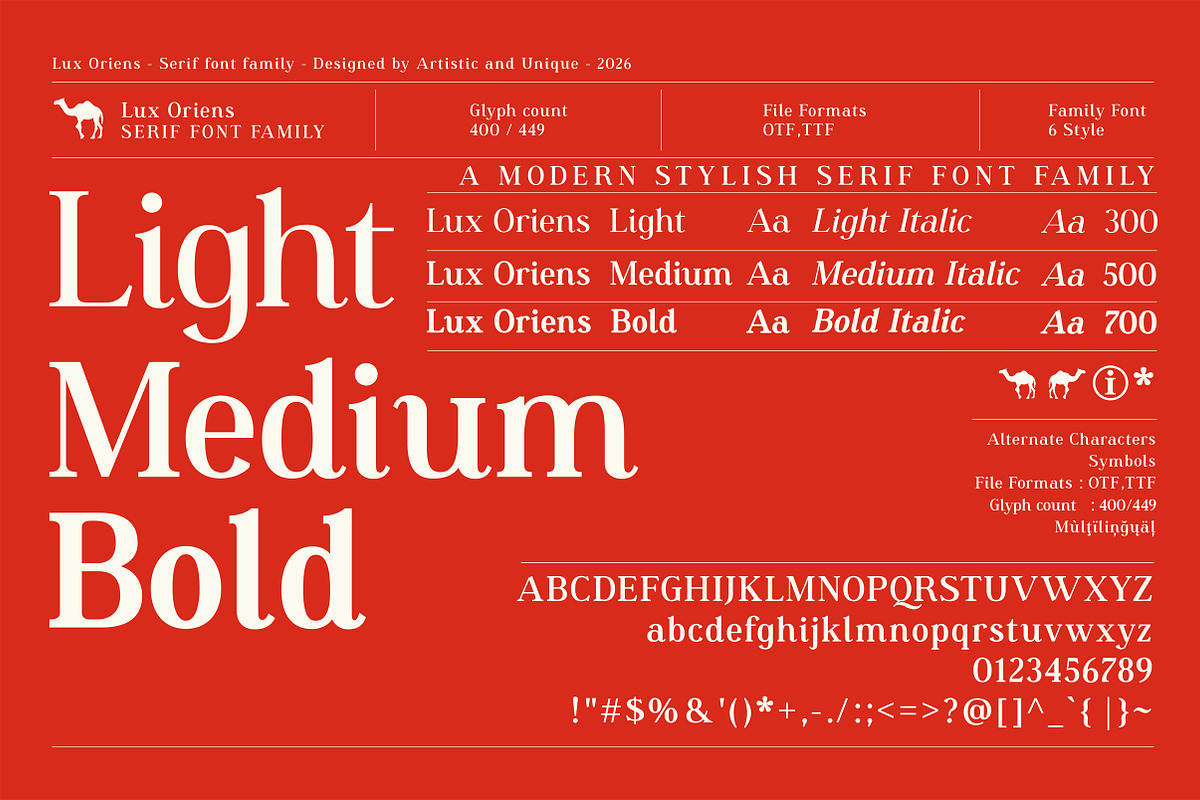 Lux Oriens - Serif Font Family, a Serif Font by Artistic & Unique (Photo 5 of 15)