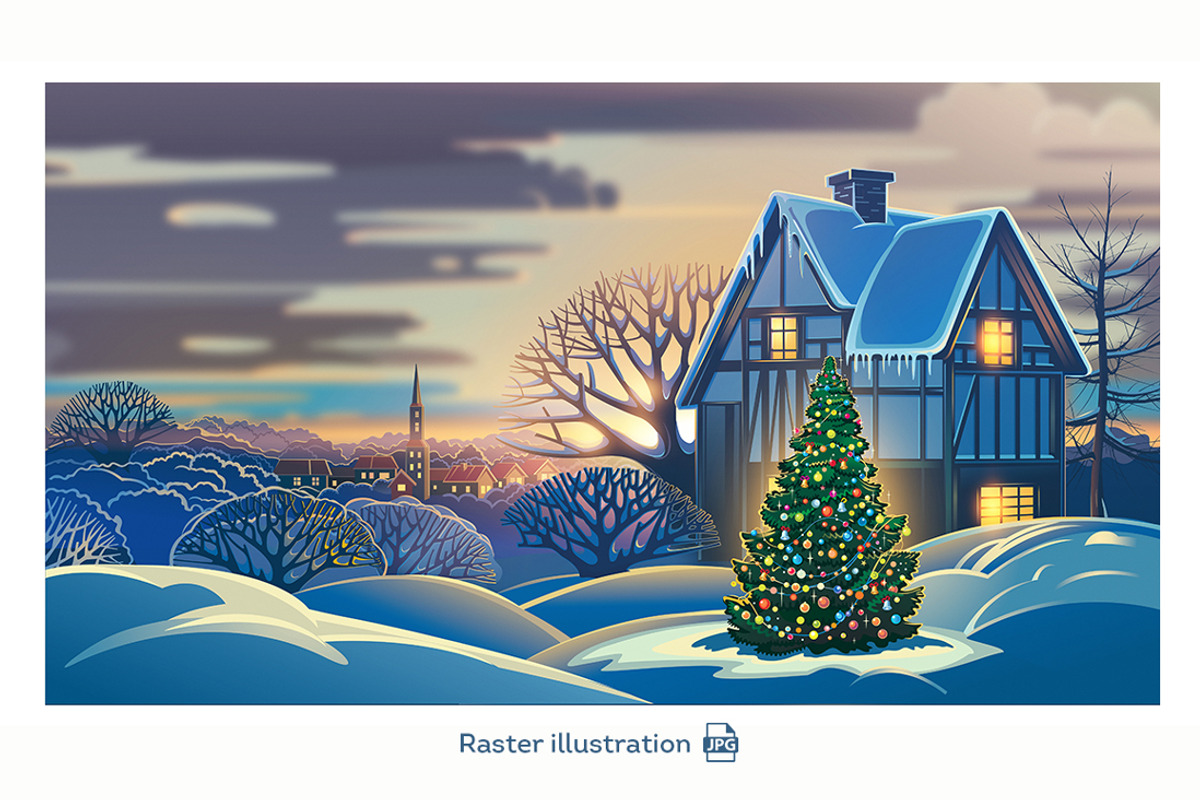 Winter Festive Landscape, a Decorative Illustration by Countryside life (Photo 7 of 11)