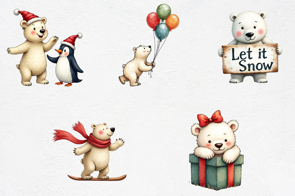 Christmas Polar Bear Sublimation Cli, an Illustration by CrexoraLab (Photo 3 of 5)