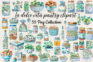 La dolce vita pantry clipart set, an Illustration by DreamCafeArt