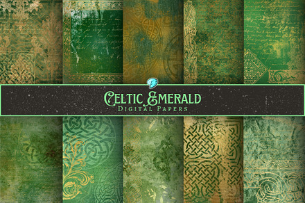 Celtic Emeralds Digital Papers