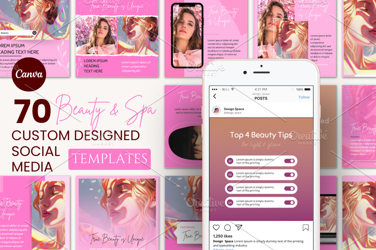 70 Beauty & Spa Template Pack, a Social Media Template by Design Space (Photo 1 of 5)