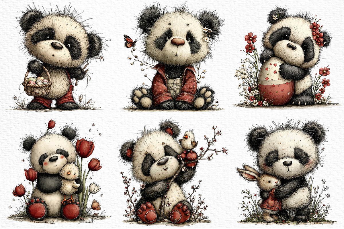 Watercolor Spring Panda Clipart, an Illustration by Craft Nest (Photo 4 of 11)