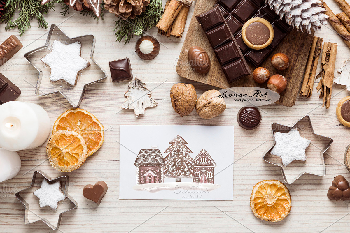 Christmas Gingerbread Clip Art, a Seasonal Illustration by Leonaa art (Photo 6 of 9)