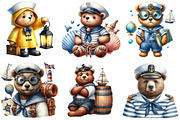 Bear Sailor Clipart,Nautical Clipart, an Illustration by Watercolor design (Thumbnail 4 of 4)
