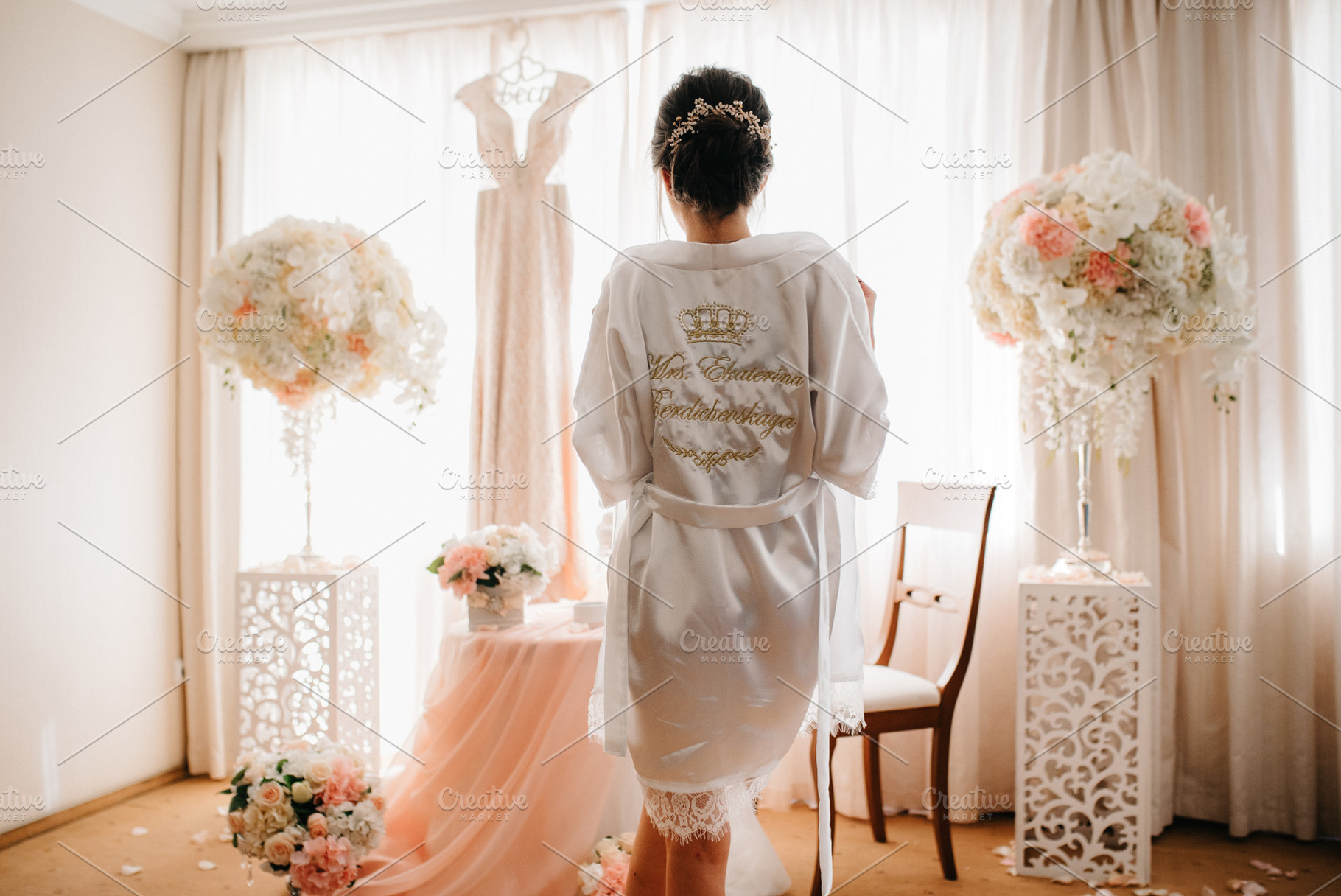 bride young girl in lingerie in the morning in the room, a Person Photo by Weddings, People, Travel