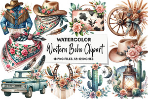 Western Boho Clipart, an Illustration by DreamArtGraphic