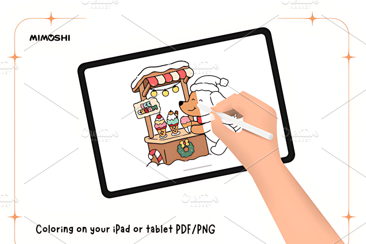 Dachshund Christmas Shop Coloring, a Seasonal Illustration by Design Station (Photo 3 of 3)