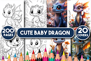 Cute Baby Dragon Coloring Book, an Animal Illustration by Printable Design Store (Thumbnail 1 of 3)