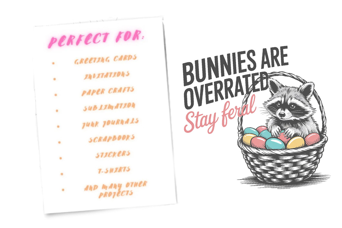 Bunnies are overrated stay feral PNG, an Illustration by Watercolor design (Photo 2 of 6)