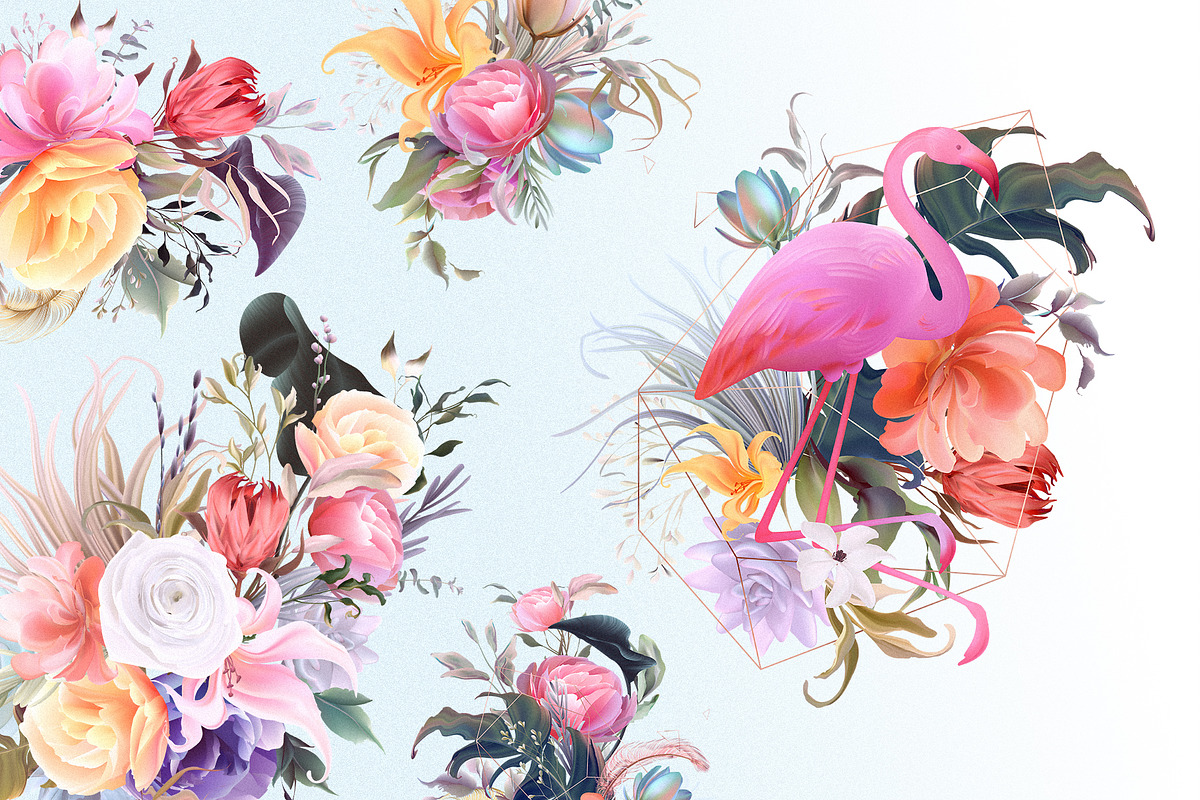Flamingo - tropical constructor, a Decorative Illustration by Gluiki (Photo 5 of 11)