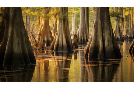 trees cypress swamp landscape ai, a Background Photo by pikepicture