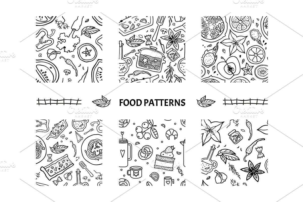 Seamless patterns set with food, a Pattern Graphic by WinWinFolly (Photo 5 of 8)