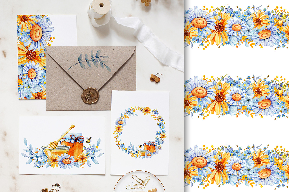 Flower honey watercolor clipart, a Food Illustration by Artmanata (Photo 7 of 17)