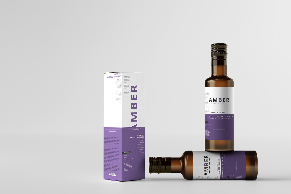 7 in 1 Amber Glass Cosmetic Bundle, a Cups & Container Mockup by pmvch (Photo 74 of 106)