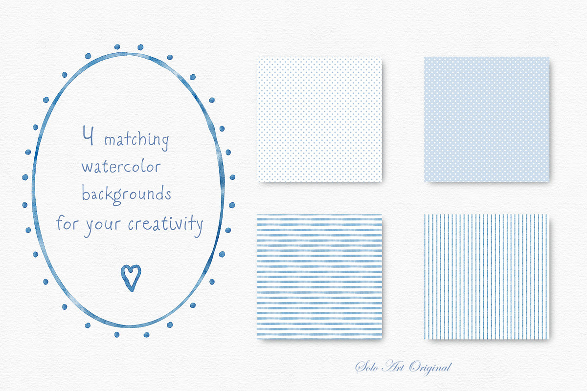 Watercolor Hand-Drawn Blue Frames, an Object Graphic by Solo Art Original (Photo 6 of 12)