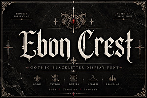 Ebon Crest, a Blackletter Font by Wow Magic