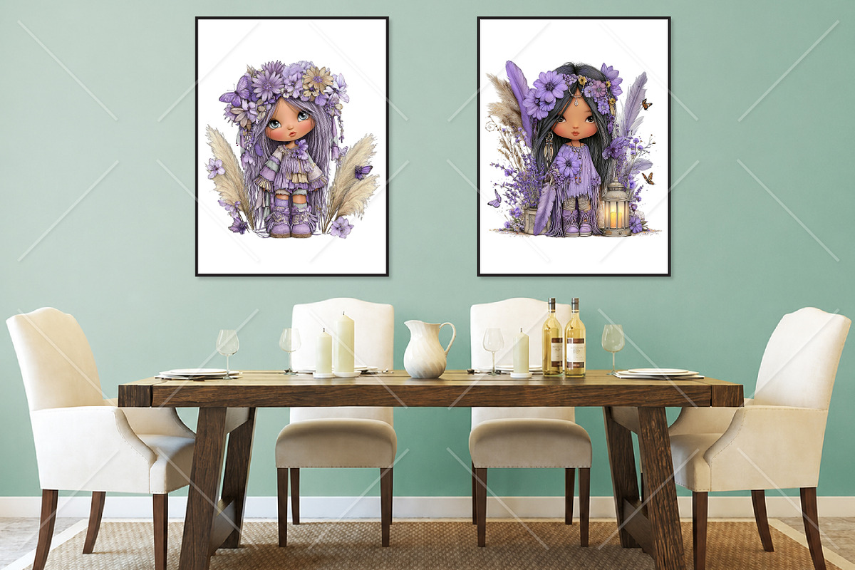 Whimsical Boho Quirky Girl Clipart, a Seasonal Illustration by Canvas Craft (Photo 7 of 10)