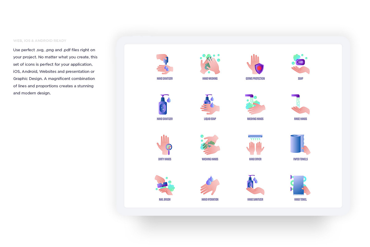 Hand Washing 32 Icons Set Hand Drawn, an Outline Icon by Marina Silence (Photo 16 of 17)