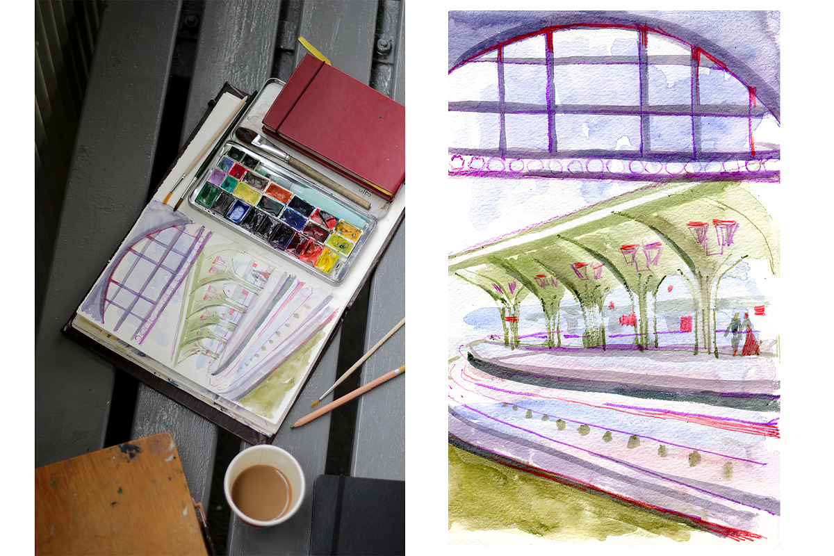 Saint-Petersburg watercolor sketches, an Object Illustration by NataliMiasStore (Photo 8 of 9)