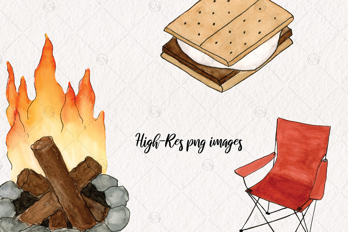 Watercolor Camping Graphics, an Illustration by Kileen Nicole Art (Photo 3 of 5)